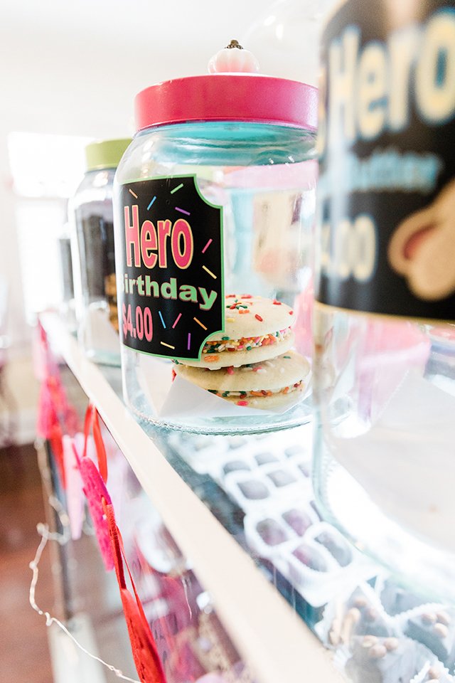 cookie sandwiches sprinkles pink jar in an Oregon bakery business for product photos in branding photoshoot